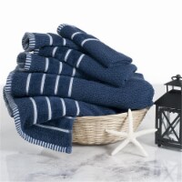 Lavish Home 100% Cotton Rice Weave 6 Piece Towel Set - Navy