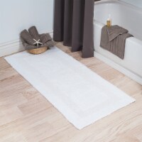 Lavish Home 100% Cotton Reversible Long Bath Rug - White - 24x60