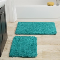 Lavish Home 67-18-SF Memory Foam Shag Bath Mat, Seafoam - 2 Piece