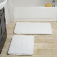 Lavish Home 67-18-W Memory Foam Shag Bath Mat, White - 2 Piece