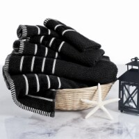 Lavish Home 100% Cotton Rice Weave 6 Piece Towel Set - Black