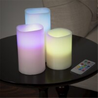 Lavish Home 72-0030C LED Color Changing Flameless Candle Set with Remote - 3 Piece