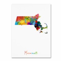 Michael Tompsett 'Massachusetts Map' Canvas Wall Art 35 x 47 Inches