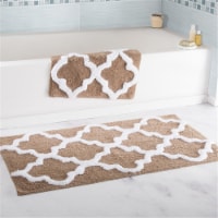 Lavish Home 67-0027-T 100 Percent Cotton Trellis Bathroom Mat Set, Taupe - 2 Piece