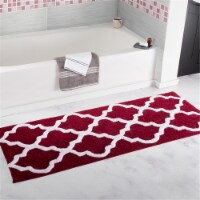 Lavish Home 67-0029-BU 24 x 60 in. 100 Percent Cotton Trellis Bathroom Mat - Burgundy