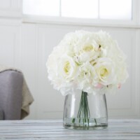 Pure Garden 50-133 Hydrangea & Rose Floral Arrangement with Vase - Cream