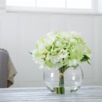Pure Garden 50-138 Hydrangea Floral Arrangement with Glass Vase - Green