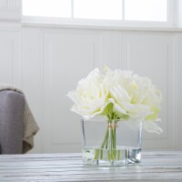 Pure Garden 50-139 Lily Floral Arrangement with Glass Vase - Cream