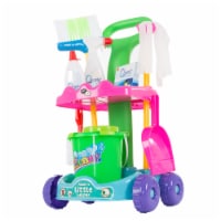 Hey Play 80-PP-1350568 Pretend Play Cleaning Set with Caddy on Wheels
