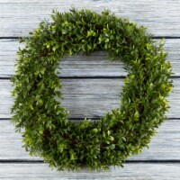 Artificial Hedyotis 15 inch Round Wreath Front Door Indoor Outdoor Fake Greenery