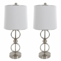 Set of 2 Modern Metal Matching Table Lamps with LED Bulbs and Shades Included