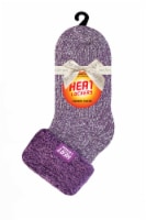 Heat Lockers Womens Twist Cozy Slipper Sock - Lilac Mauve/Cream