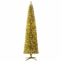 Treetopia Struck Gold 7 Foot Artificial Prelit Pencil Christmas Tree with Stand