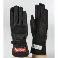 RaceQuip 355003 SFI-5 Two Layer Race Glove, Black - Medium