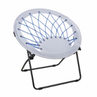 Zenithen Indoor Bungee Round Folding Dish Saucer Chair For Bedroom, Kids, Dorm Room, Blue