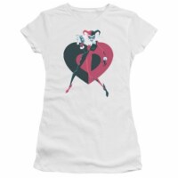 Trevco Batman-Harely Heart - Short Sleeve Junior Sheer Tee - White- Extra Large
