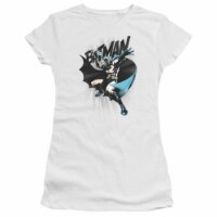 Trevco Batman-Batarang Throw - Short Sleeve Junior Sheer Tee - White- Small