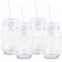 Buyseasons 263583 16 oz Plastic Mason Jars - Pack of 4