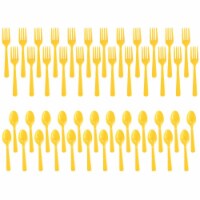 BirthdayExpress 305562 Forks & Spoons, Yellow - 24 Count