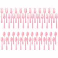 BirthdayExpress 305563 Forks & Spoons, Light Pink - 24 Count