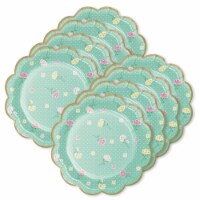 BuySeasons 309544 Floral Tea Party Scalloped Dessert Plate - 24 Piece