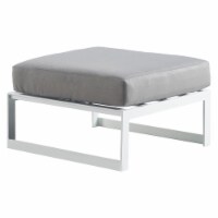 Elle Decor Mirabelle Outdoor Ottoman in Gray and French White