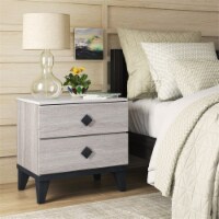 Adore Decor Micah 2 Drawer Nightstand Beige