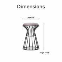 Adore Decor Lulu Velvet Upholstered Vanity Stool Fully Assembled Black and Gray