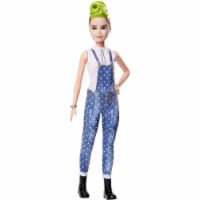 Barbie Fashionistas Girl Doll #124 Petite Green Mohawk Denim Overalls Figure Mattel