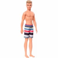 Mattel Barbie® Ken Beach Doll Wearing Striped Swimsuit Perspective: Main