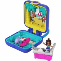 Polly Pocket Shani Tropical Beach Compact w/ Mobile Ice Cream Cart Surfboard Dolphin Figure Perspective: Main