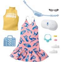 Barbie Fashions Storytelling Fashion Pack- Pink Dress with Dinosaur Yellow Shirt