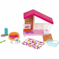 Barbie Mini Playset with 2 Pet Puppies, Doghouse and Pet Accessories Perspective: Main