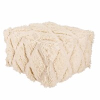 Jaipur Living Ultra By Nikki Chu Cotton Pouf in Ivory