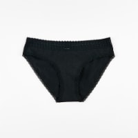 Dip Cotton Stretch Lace Waistband Bikini Underwear - Black Perspective: Main