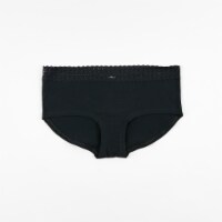 Dip Cotton Stretch Lace Waistband Boyshort Underwear - Black Perspective: Main