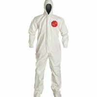 Dupont Hooded Coverall,Sock Boot,White,3XL,PK6  SL122TWH3X000600