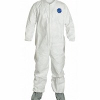 Dupont Collared Coverall w/Socks,White,6XL,PK25  TY121SWH6X0025NS