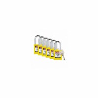 Brady Padlock,6 Pins,Yellow,PK6 SDPL-YLW-38ST-KD6
