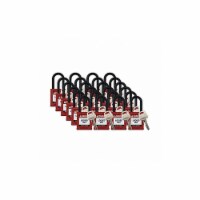 Brady Padlock,6 Pins,Red,PK24 SDPL-RED-38PL-KA24