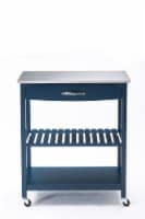 Holland Kitchen Cart With Stainless Steel Top, Navy Blue