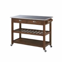 Boraam 98521 Sonoma Kitchen Cart with Stainless Steel Top - Chestnut Wire Brush