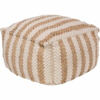 Surya OCPF4001-202012 Oak Cove Pouf - White & Khaki - 20 x 20 x 12 in.