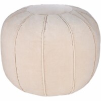 Surya CVPF010-202014R 20 x 20 x 14 in. Cotton Velvet Round Velvet Pouf, Khaki