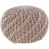 Surya MLPF013-202014 20 x 20 x 14 in. Malmo Knitted Pouf, Ivory