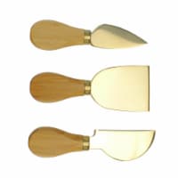 Avon 33537599 5 x 2 in. Golden Cheese Knife with Bamboo Handle - Set of 3