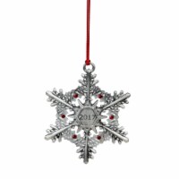 Avon 3 Silver and Red Snowflake with Gems '2017' Christmas Ornament