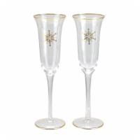 Avon 9.25 in. Golden Snowflake Champagne Glasses - Set of 2