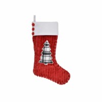 Holiday Home Red Corduroy with Black and White Flannel Christmas Tree Stocking Christmas Décor Perspective: Main