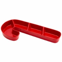Holiday Home Four-Section Candy Cane-Shaped Melamine Tray Perspective: Main